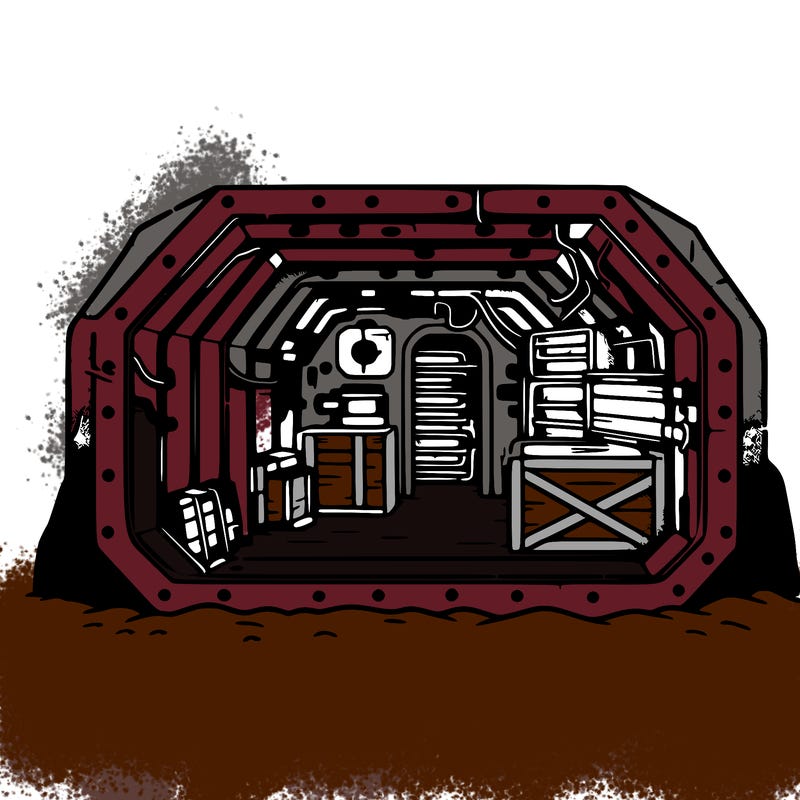 inside of bunker from book compound