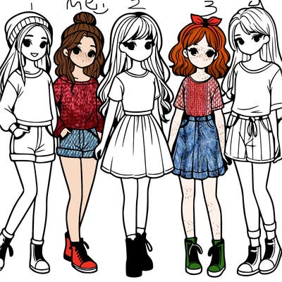 a group of five girls