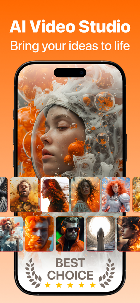 FlashLoop AI: Video Maker - FlashLoop AI Video Maker app interface showcasing various AI-generated artistic video styles and portraits