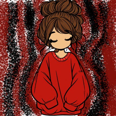 girl with baggy sweatshirt and messy bun