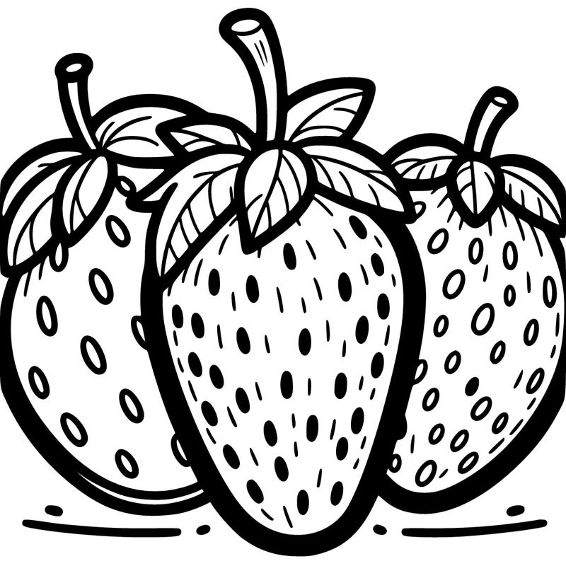 simple strawberry coloring page, easy, clean, plenty space