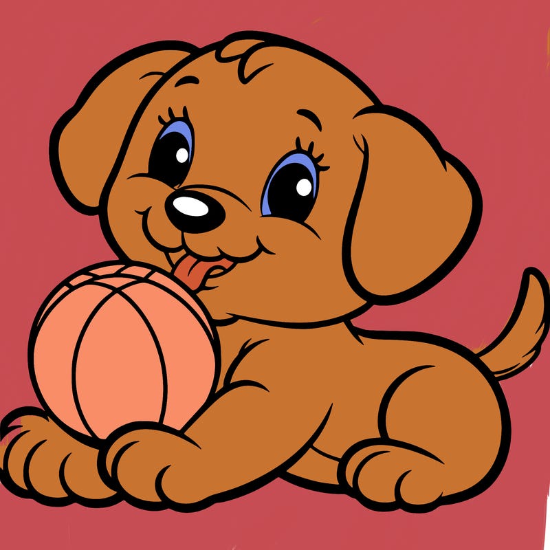 puppy with a ball in mouth