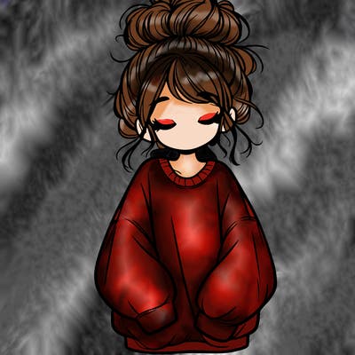 girl with baggy sweatshirt and messy bun