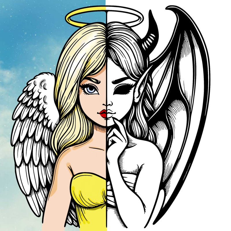 realistic angel half demon