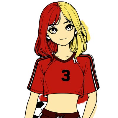 realistic girl wearing soccer jersey