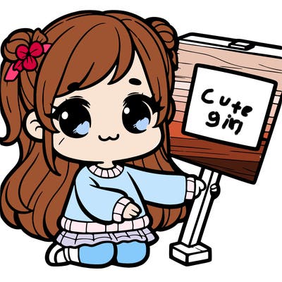 cute girl with sighn