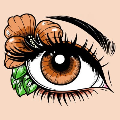 realistic eye with flower