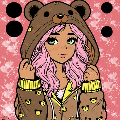 realistic girl in a animal pjs hoodie