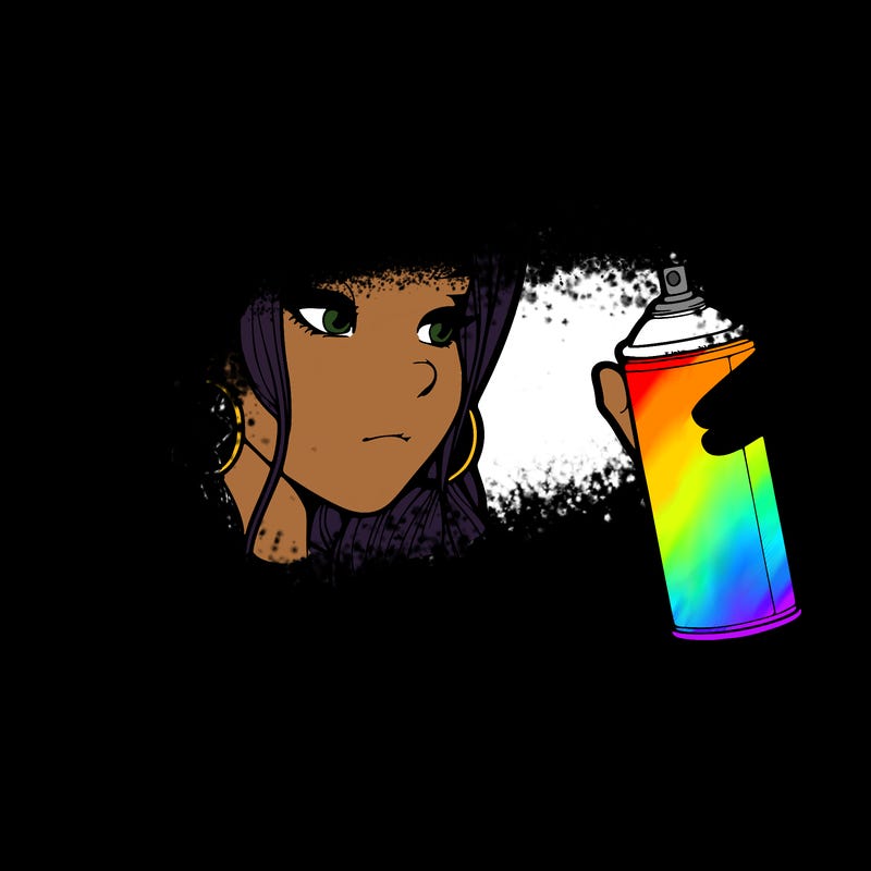 a realistic girl, spray painting