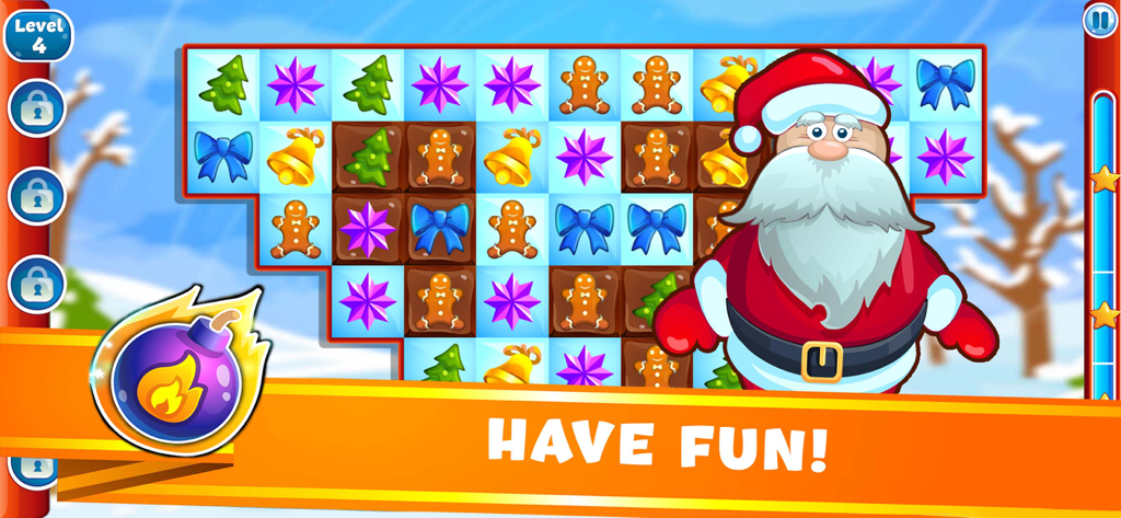 Christmas Sweeper 2 match 3 puzzle con Babbo Natale e icone festive