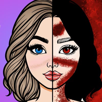 realistic girl split half