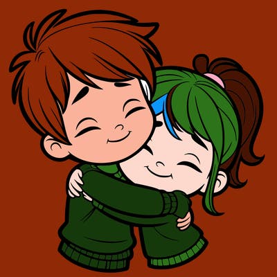 boy hugging a girl