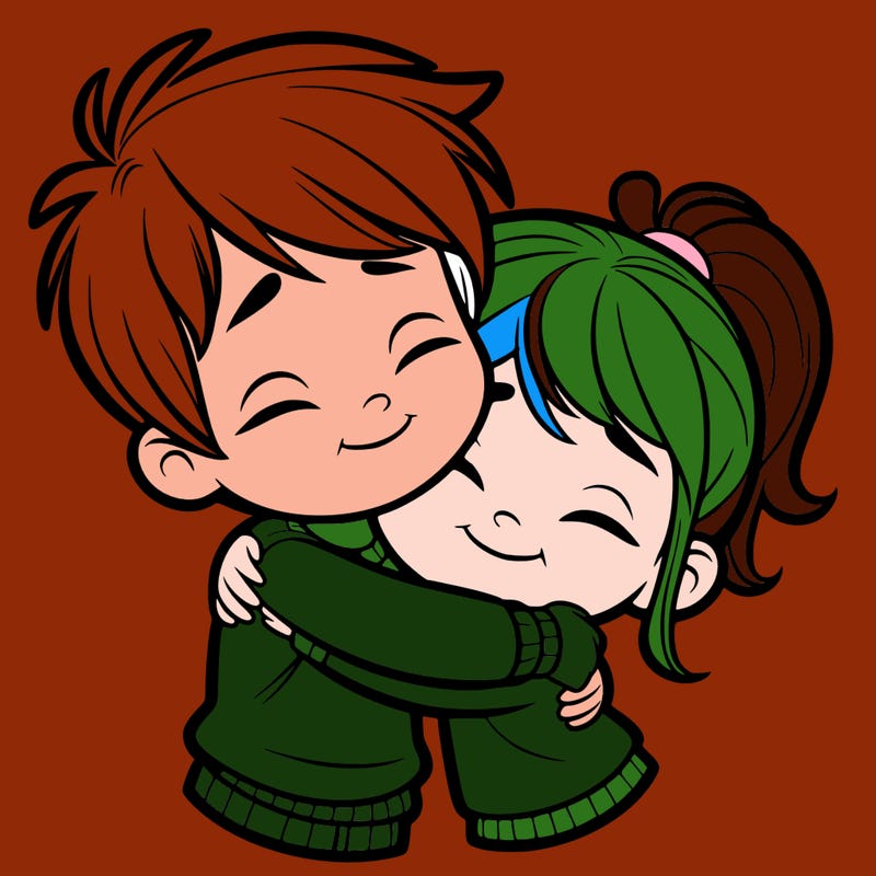 boy hugging a girl