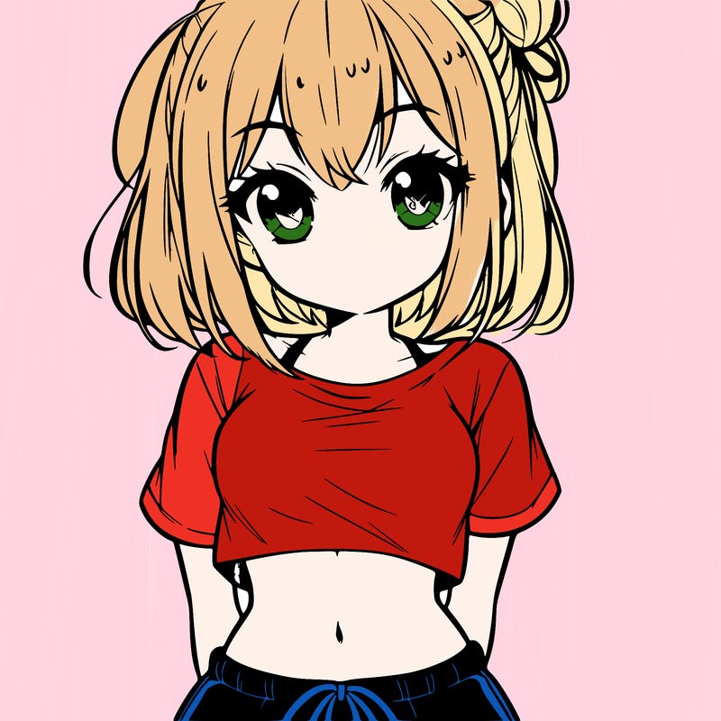cute anime girl wearing crop top