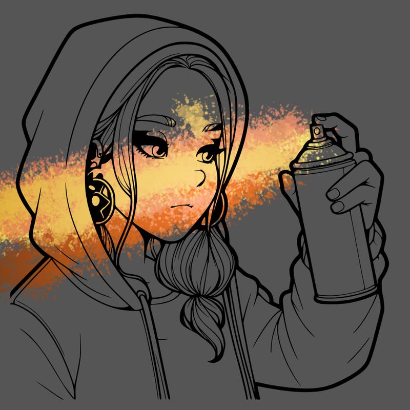 a realistic girl, spray painting