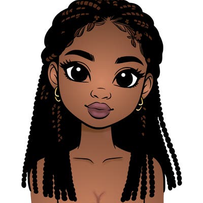 a realistic black girl with braids