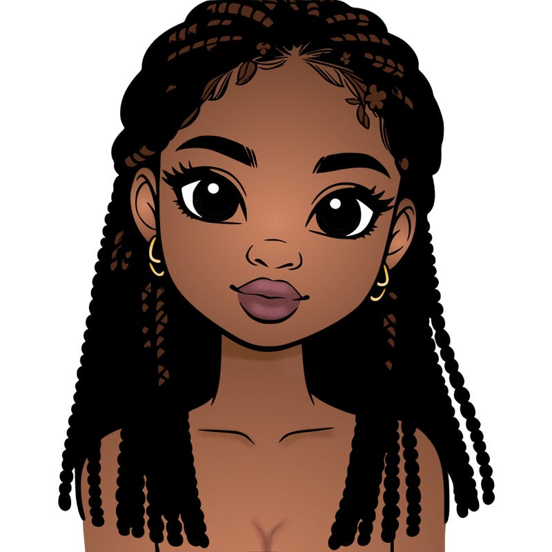 a realistic black girl with braids