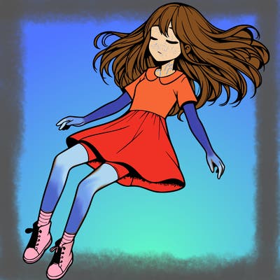 realistic girl floating