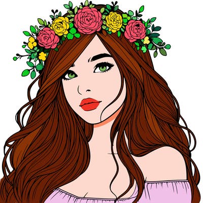 realistic girl with flower crown