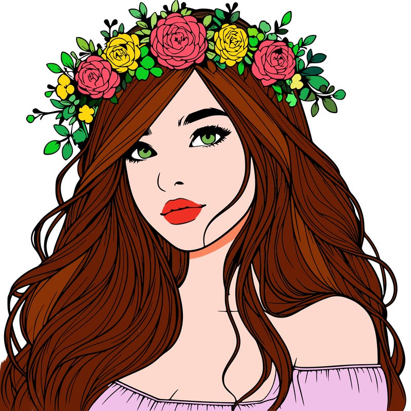realistic girl with flower crown