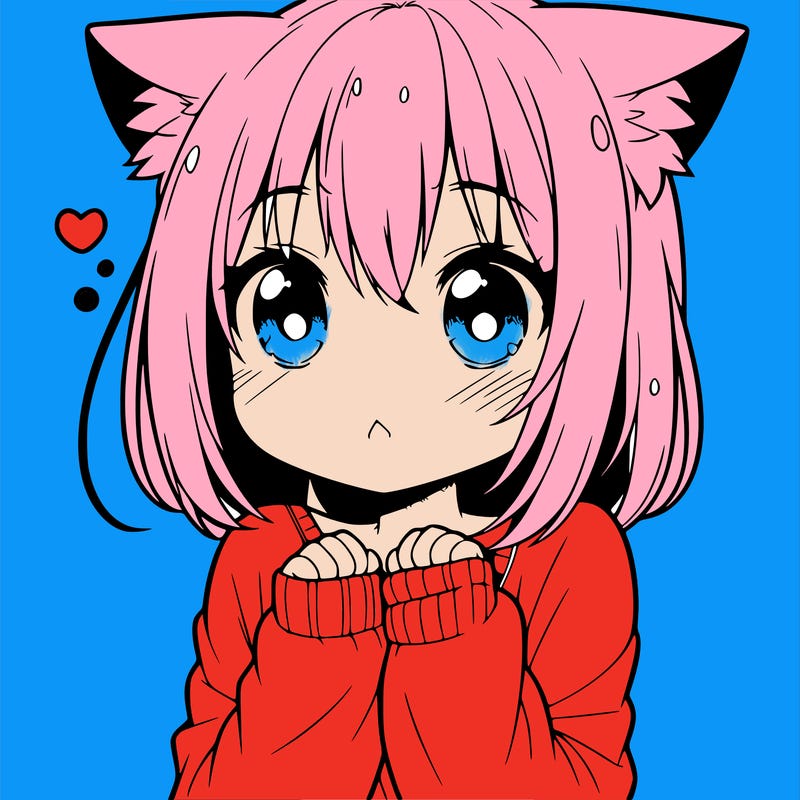 shy anime catgirl