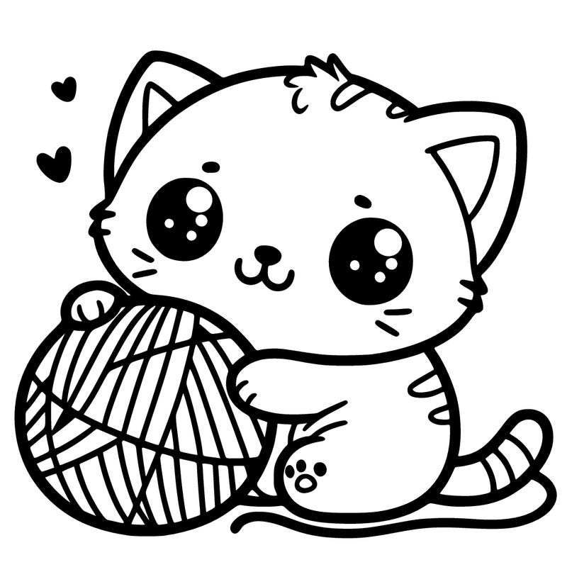 cute cat with yarn ball