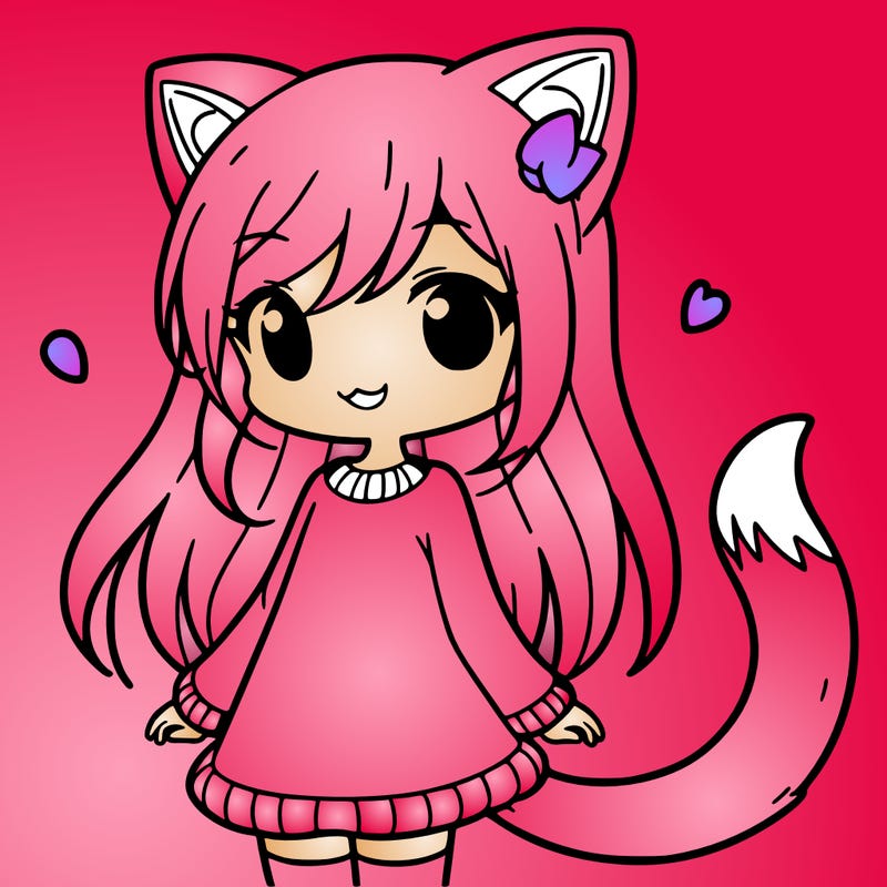 girl with cat ears and tail