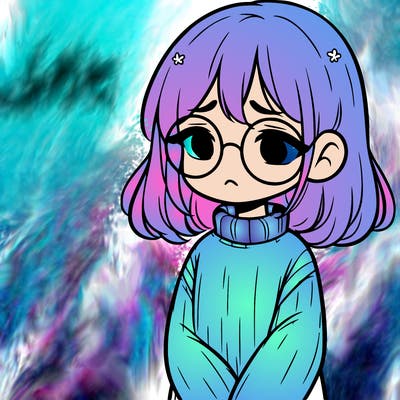 sad girl with glasses in a sweater