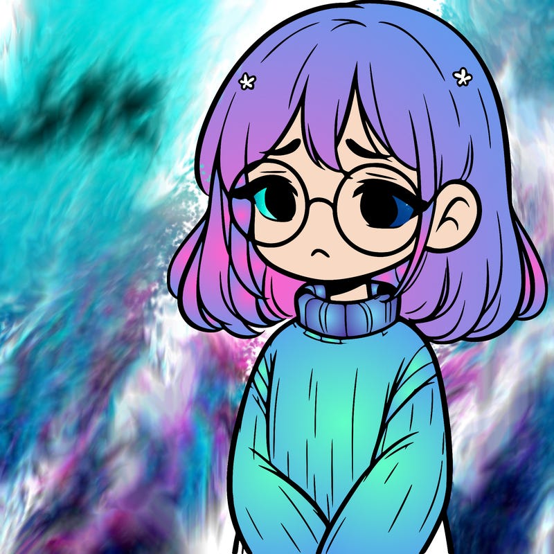 sad girl with glasses in a sweater