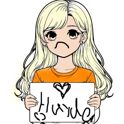 realistic girl holding a sign