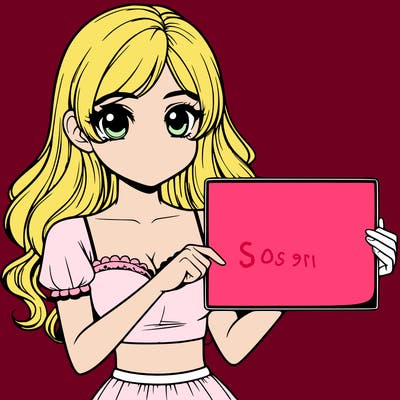 realistic pretty girl holding blank sign