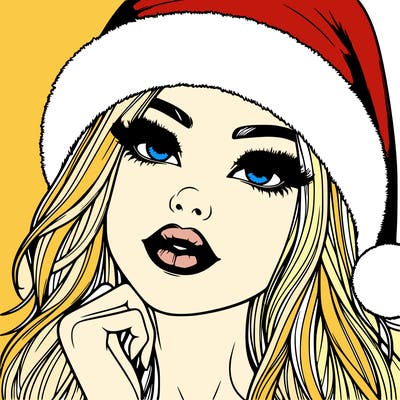 realistic christmas girl with lips
