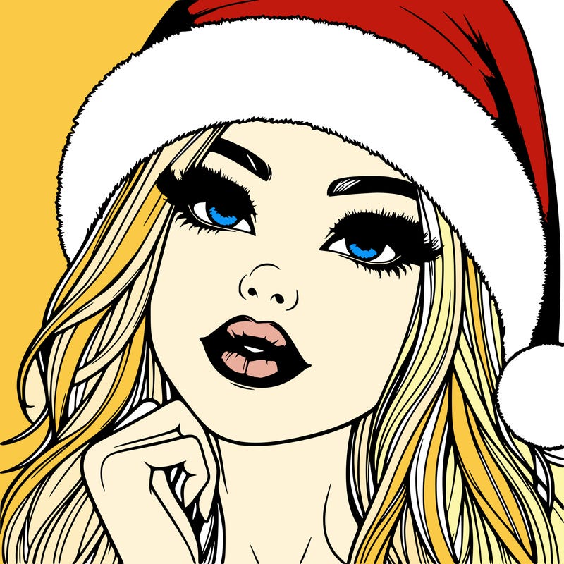 realistic christmas girl with lips