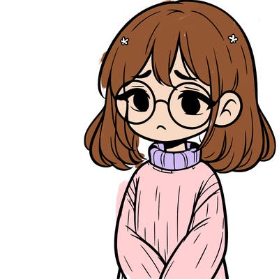 sad girl with glasses in a sweater