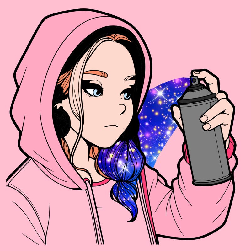 a realistic girl, spray painting