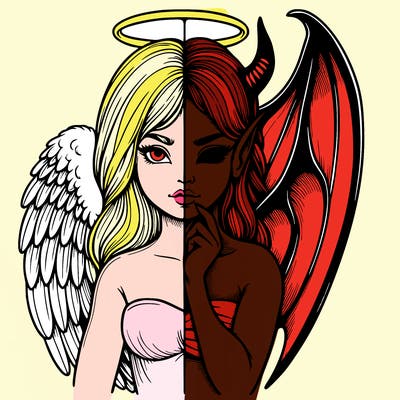 realistic angel half demon