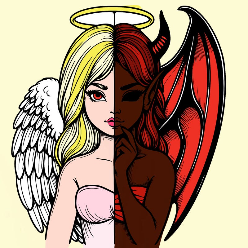 realistic angel half demon