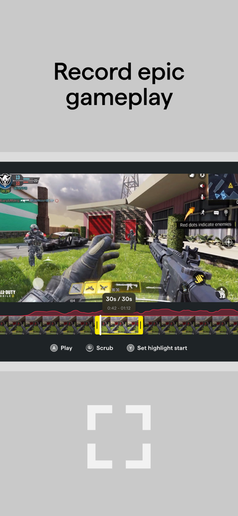 Backbone app interface showing tools for recording and editing gameplay clips.