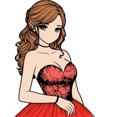 realistic girl in prom dress