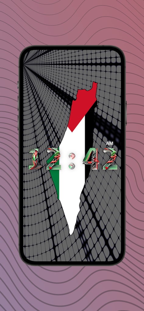 Relógio digital com tema de bandeira da Palestina