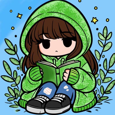 girl in oversized hoodie reading a book
