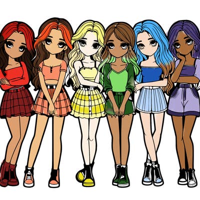 a group of girls realistic