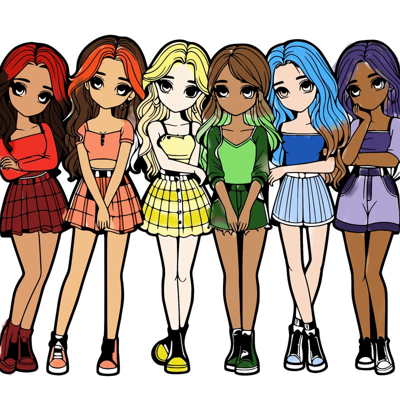 a group of girls realistic