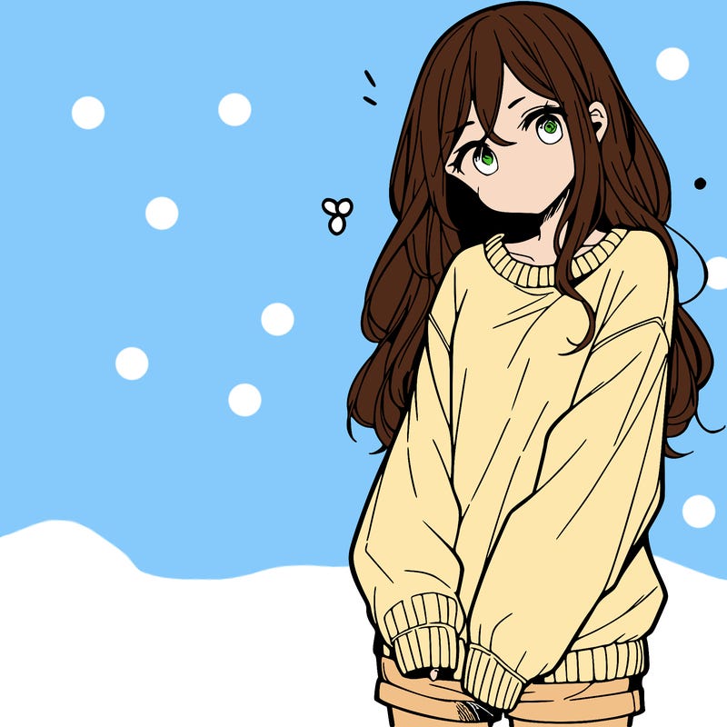 manga teen girl  in a sweater and baggy pants