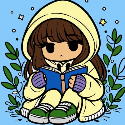 girl in oversized hoodie reading a book