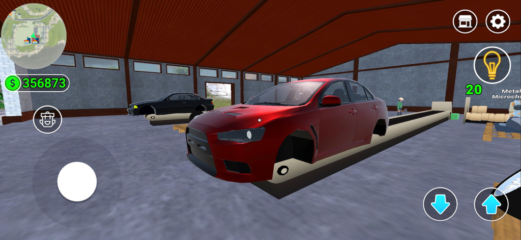 Car Repair Center 3D - Red car chassis in a 3D mechanic garage simulator
