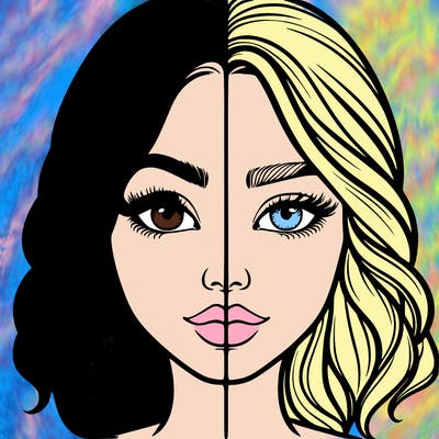 realistic girl split half