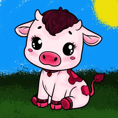 cute baby cow sitting