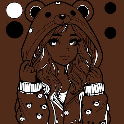 realistic girl in a animal pjs hoodie