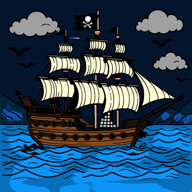 pirate ship on sea